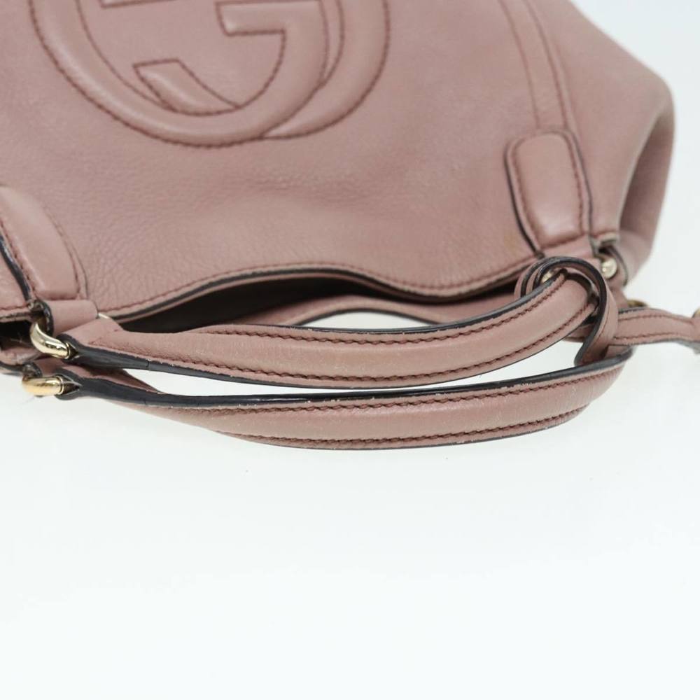 GUCCI Soho Hand Bag Leather 2way Gold Pink 336751 Auth am6760 - Picture 7 of 16